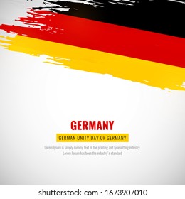 Happy german unity day of Germany with brush style watercolor country flag background
