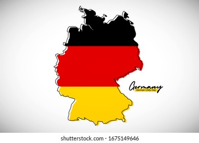 Happy german unity day of Germany. Creative national country map with Germany flag vector illustration.