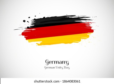 Happy german unity day of Germany with creative brush flag background