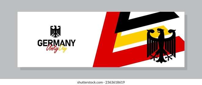 Happy german unity day of Germany. banner background. Classic national country flag with Abstract geometric flag.