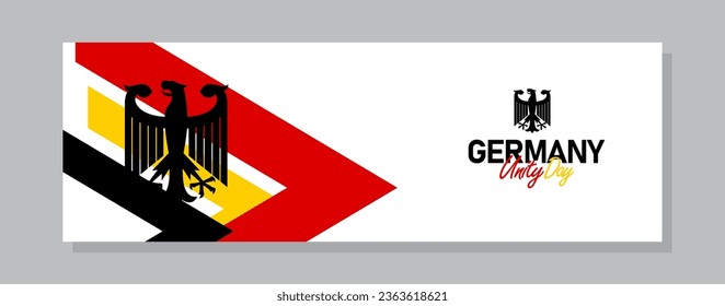 Happy german unity day of Germany. banner background. Classic national country flag with Abstract geometric flag.