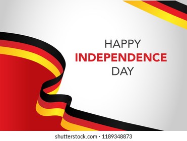 Happy Germany Independent Day. Template of greeting card, banner with lettering of Happy Independence Day. Waving Germany flags isolated on white background. vector illustration.