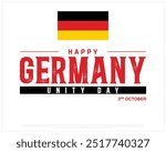 Happy Germany Unity Day Design, Unity Day of Germany with flag, National Day of Germany, Vector illustration of Germany Unity Day on white background, Editable vector Design of Flag