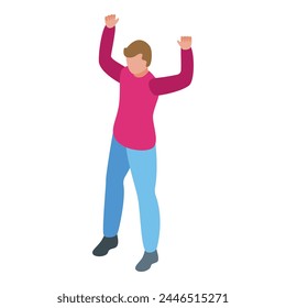 Happy gesture icon isometric vector. Man character. Person smile