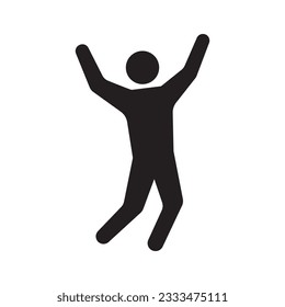 Happy gesture or man with raised arms icon isolated flat design vector illustration on white background