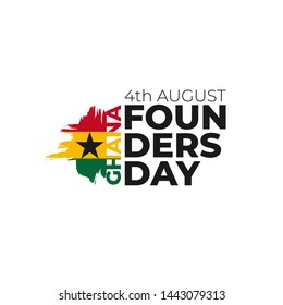 Happy Ghana Founders Day greeting card, banner, poster design print. Ghana flag grunge vector illustration on white background with red, yellow, green stripe. Africa Republic national holiday