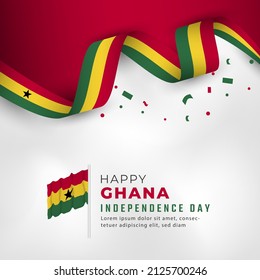 Happy Ghana Independence Day March 6th Celebration Vector Design Illustration. Template for Poster, Banner, Advertising, Greeting Card or Print Design Element