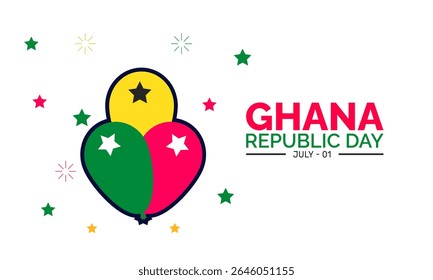 Feliz Dia da República de Gana. Ilustração do vetor grunge da bandeira de Gana. Conceito de feriado nacional da República da África. Utilize para plano de fundo, banner, cartaz, cartão e modelo de design de cartaz com profissionais
