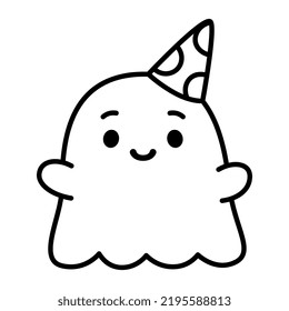 Happy ghost with a bithday hat Vector