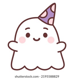 Happy ghost with a bithday hat Vector