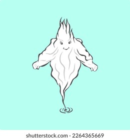 Happy ghost character out from small black hole