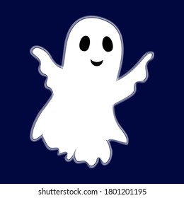 Happy Ghost, Flat Illustration. Element Design For Halloween