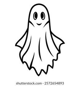 Happy Ghost Line Art for Halloween Fun