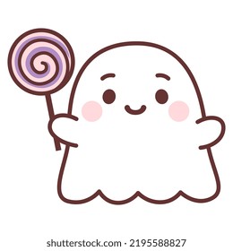 Happy ghost with a lollipop Vector