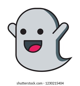 happy ghost vector emoticon, modern concept, simple style, flat color 