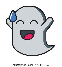 happy ghost vector emoticon, modern concept, simple style, flat color 