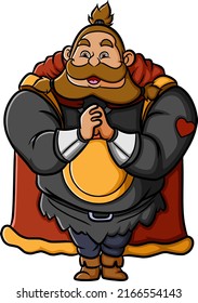 The happy giant king is welcoming and giving the speech of illustration