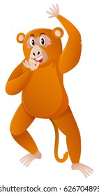Happy gibbon standing alone illustration