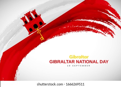 Happy gibraltar national day. Watercolor brush stroke flag background. Classic national country flag with Abstract watercolor grunge brush flag.
