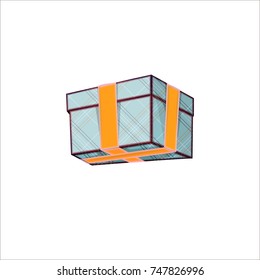 Happy gift boxes, presents, cute cartoon decor. Merry Christmas and Happy New Year background. Hand drawn Vector Illustration, realistic 3d
