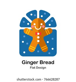 Happy Ginger bread flat illustration icon