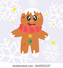 Happy gingerbread man cartoon. Vector illustration