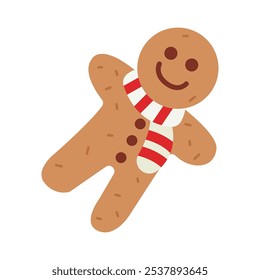 Happy Gingerbread Man wi†h scarf Illustration