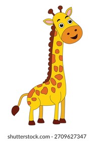 Una Ilustración vectorial de dibujos animados de jirafa feliz