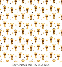 Feliz girafa face sem emenda padrão no fundo pontilhado. Personagem girafa bonito padrão sem costura