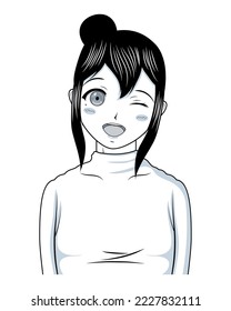 happy girl anime style character