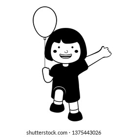 Happy girl with a balloon icon. Vector illustration design