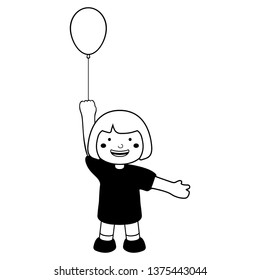 Happy girl with a balloon icon. Vector illustration design