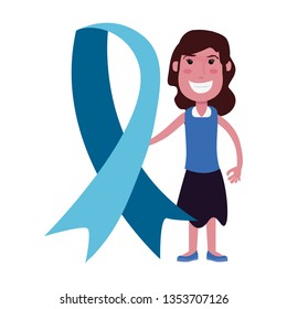happy girl blue ribbon