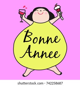 Happy Girl Bonne Anne Bonne Appetit Concept Card Character Illustration