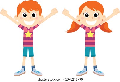 happy girl and boy winners