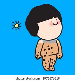 Happy Girl With Bubble Milk Tea In Her Body During The Day Concept Card Character illustration