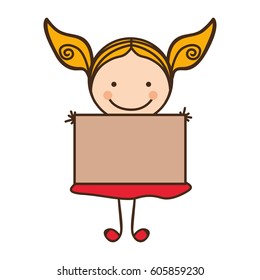 happy girl with card icon, vector illustration design