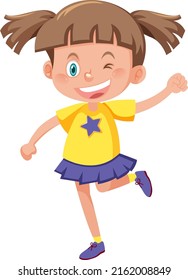 Happy girl cartoon character illustration
