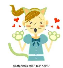 happy girl in cat costume