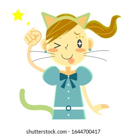 happy girl in cat costume