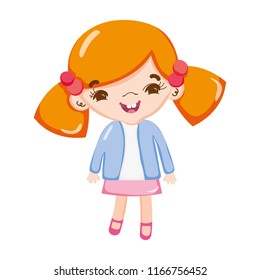 happy girl child with two tails