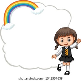Happy girl and cloud frame illustration