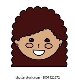 happy girl with curly hair kid child icon image 