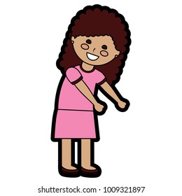 happy girl with curly hair kid child icon image 