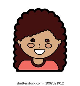 happy girl with curly hair kid child icon image 