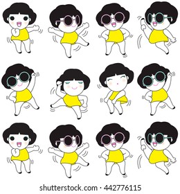 Happy Girl Dance Character Pattern illustration