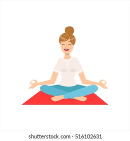 Happy Girl Doing Yoga Asana In Fitness Class, Part Of Women Different Lifestyles Collection