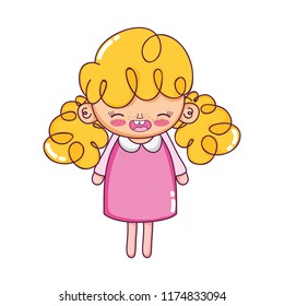 happy girl with dress and curly hair