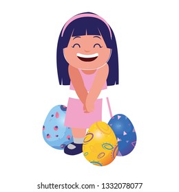 happy girl eggs easter