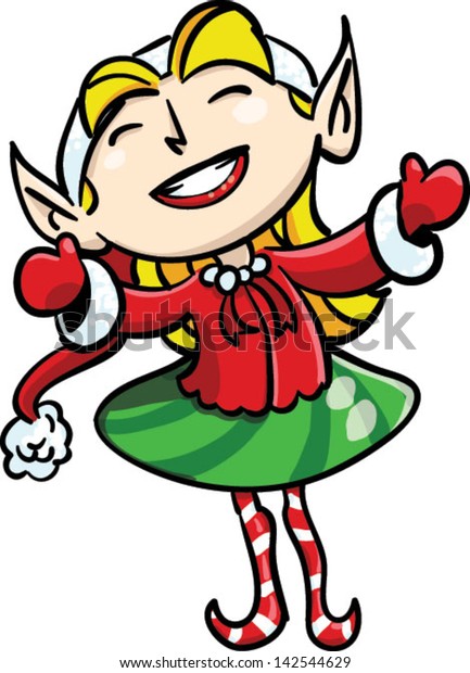 Happy Girl Elf Dancing Stock Vector (Royalty Free) 142544629